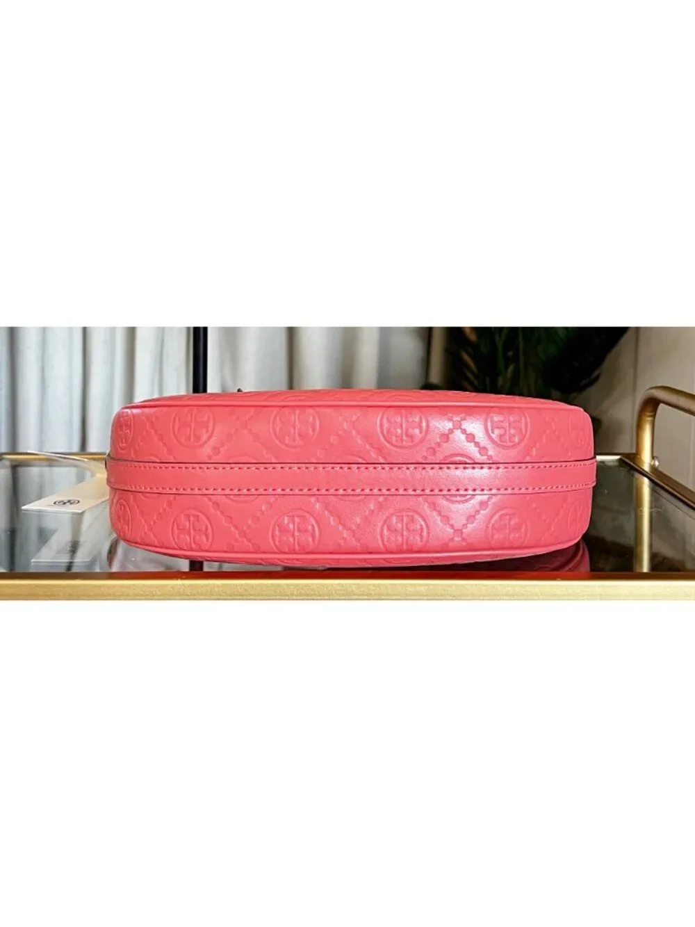 NEW!!!  AUTHENTIC TORY BURCH CORAL CRUSH MONOGRAM CRESENT HANDBAG